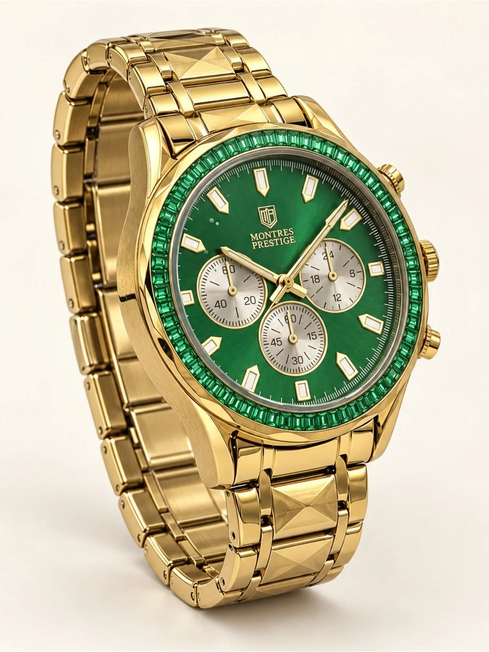 Montres Prestige MPW-0351 Gold Green Men’s Watch 44mm NWT